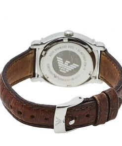 Emporio Armani Brown Stainless Steel & Leather AR0277 Women's Wristwatch 29 Mm For Women -Emporio Armani sale luxury women emporio armani used watches p409606 001