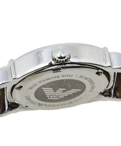 Emporio Armani Brown Stainless Steel & Leather AR0277 Women's Wristwatch 29 Mm For Women -Emporio Armani sale luxury women emporio armani used watches p409606 003