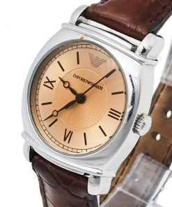 Emporio Armani Brown Stainless Steel & Leather AR0277 Women's Wristwatch 29 Mm For Women -Emporio Armani sale luxury women emporio armani used watches p409606 007
