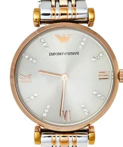 Emporio Armani Grey Two-Tone Stainless Steel Classic AR1840 Women's Wristwatch 32 Mm For Women -Emporio Armani sale luxury women emporio armani used watches p411505 005