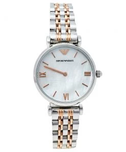 Emporio Armani Mother Of Pearl Two-Tone Stainless Steel Retro AR1987 Women's Wristwatch 32 Mm For Women