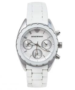 Emporio Armani White Stainless Steel Rubber Sportivo AR5941 Women's Wristwatch 35 Mm For Women