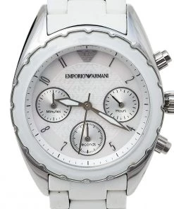 Emporio Armani White Stainless Steel Rubber Sportivo AR5941 Women's Wristwatch 35 Mm For Women -Emporio Armani sale luxury women emporio armani used watches p428713 006