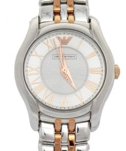 Emporio Armani Silver Two-Tone Stainless Steel AR1825 Women's Wristwatch 27 Mm For Women -Emporio Armani sale luxury women emporio armani used watches p480257 006