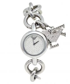Emporio Armani Silver Stainless Steel Charm AR-5713 Women's Wristwatch 28 Mm For Women