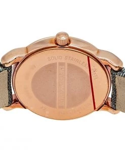 Emporio Armani Grey Rose Gold Plated Stainless Steel Canvas Classic AR1837 Women's Wristwatch 28 Mm For Women -Emporio Armani sale luxury women emporio armani used watches p584208 001