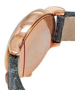Emporio Armani Grey Rose Gold Plated Stainless Steel Canvas Classic AR1837 Women's Wristwatch 28 Mm For Women -Emporio Armani sale luxury women emporio armani used watches p584208 003