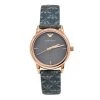 Emporio Armani Grey Rose Gold Plated Stainless Steel Canvas Classic AR1837 Women's Wristwatch 28 Mm For Women