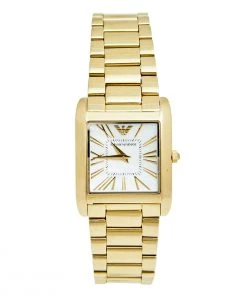 Emporio Armani Mother Of Pearl Yellow Gold Plated Stainless Steel AR2052 Women's Wristwatch 27 Mm For Women