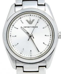 Emporio Armani Silver Stainless Steel Tazio AR6028 Women's Wristwatch 26 Mm For Women -Emporio Armani sale luxury women emporio armani used watches p595672 007