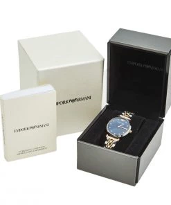 Emporio Armani Blue Two Tone Stainless Steel AR11092 Women's Wristwatch 32 Mm For Women -Emporio Armani sale luxury women emporio armani used watches p596967 001
