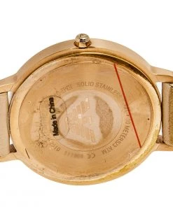 Emporio Armani Silver Rose Gold Plated Stainless Steel Leather AR2510 Women's Wristwatch 32 Mm For Women -Emporio Armani sale luxury women emporio armani used watches p597843 003