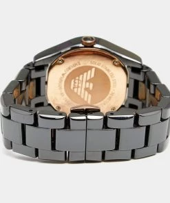 Emporio Armani Black Mother Of Pearl Ceramic Gold Plated Stainless Steel AR1412 Women's Wristwatch 35 Mm For Women -Emporio Armani sale luxury women emporio armani used watches p624007 001