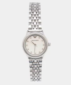 Emporio Armani Mother Of Pearl Stainless Steel Classic AR1803 Women's Wristwatch 26 Mm For Women