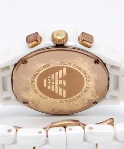 Emporio Armani White Ceramic Rose Gold PVD Coated Stainless Steel Cermica AR1417 Women's Writwatch 38 For Women -Emporio Armani sale luxury women emporio armani used watches p643474 001