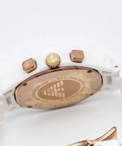 Emporio Armani White Ceramic Rose Gold PVD Coated Stainless Steel Cermica AR1417 Women's Writwatch 38 For Women -Emporio Armani sale luxury women emporio armani used watches p643474 002