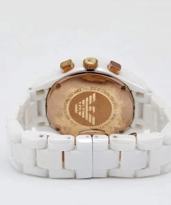 Emporio Armani White Ceramic Rose Gold PVD Coated Stainless Steel Cermica AR1417 Women's Writwatch 38 For Women -Emporio Armani sale luxury women emporio armani used watches p643474 007