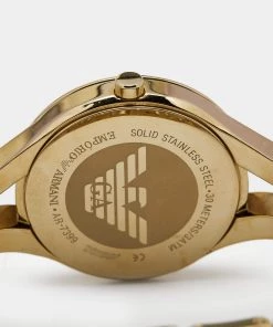 Emporio Armani Silver Gold Plated Stainless Steel Chiara AR7399 Women's Wristwatch 34 Mm For Women -Emporio Armani sale luxury women emporio armani used watches p684552 002