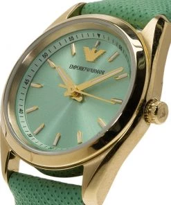 Emporio Armani Turquoise Gold-Plated Stainless Steel AR6034 Women's Wristwatch 26MM For Women -Emporio Armani sale luxury women emporio armani used watches p79407 002