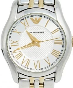 Emporio Armani Silver Two Tone Stainless Steel AR1845 Women's Wristwatch 27 Mm For Women 13 Emporio Armani Silver Two Tone Stainless Steel AR1845 Women's Wristwatch 27 Mm For Women -Emporio Armani sale luxury women versace used watches p585909 008