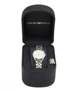 Emporio Armani Silver Two Tone Stainless Steel AR1845 Women's Wristwatch 27 Mm For Women 19 Emporio Armani Silver Two Tone Stainless Steel AR1845 Women's Wristwatch 27 Mm For Women -Emporio Armani sale luxury women versace used watches p585909 011